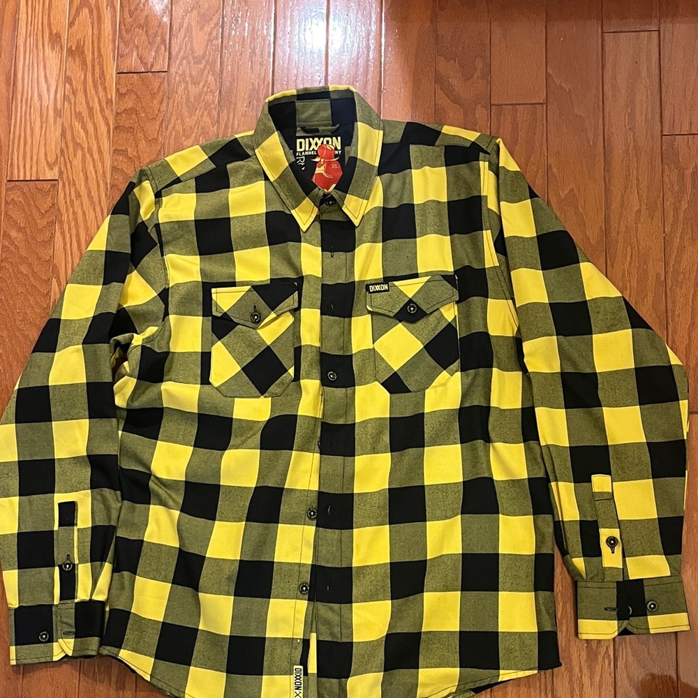 DIXXON Bold Yellow and Black Plaid Shirt